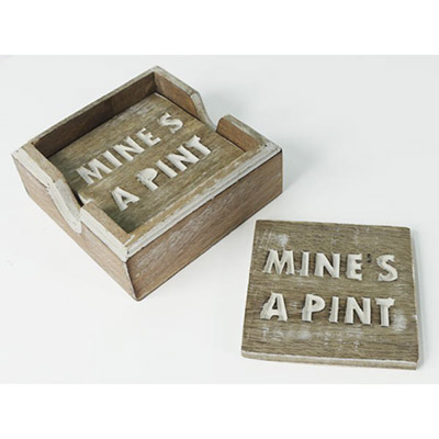 "Mine's A Pint" Set Of 4 Coasters